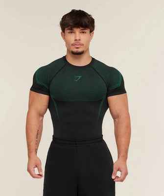 Gymshark Onyx 5.0 Seamless T-shirt Black/Lift Green