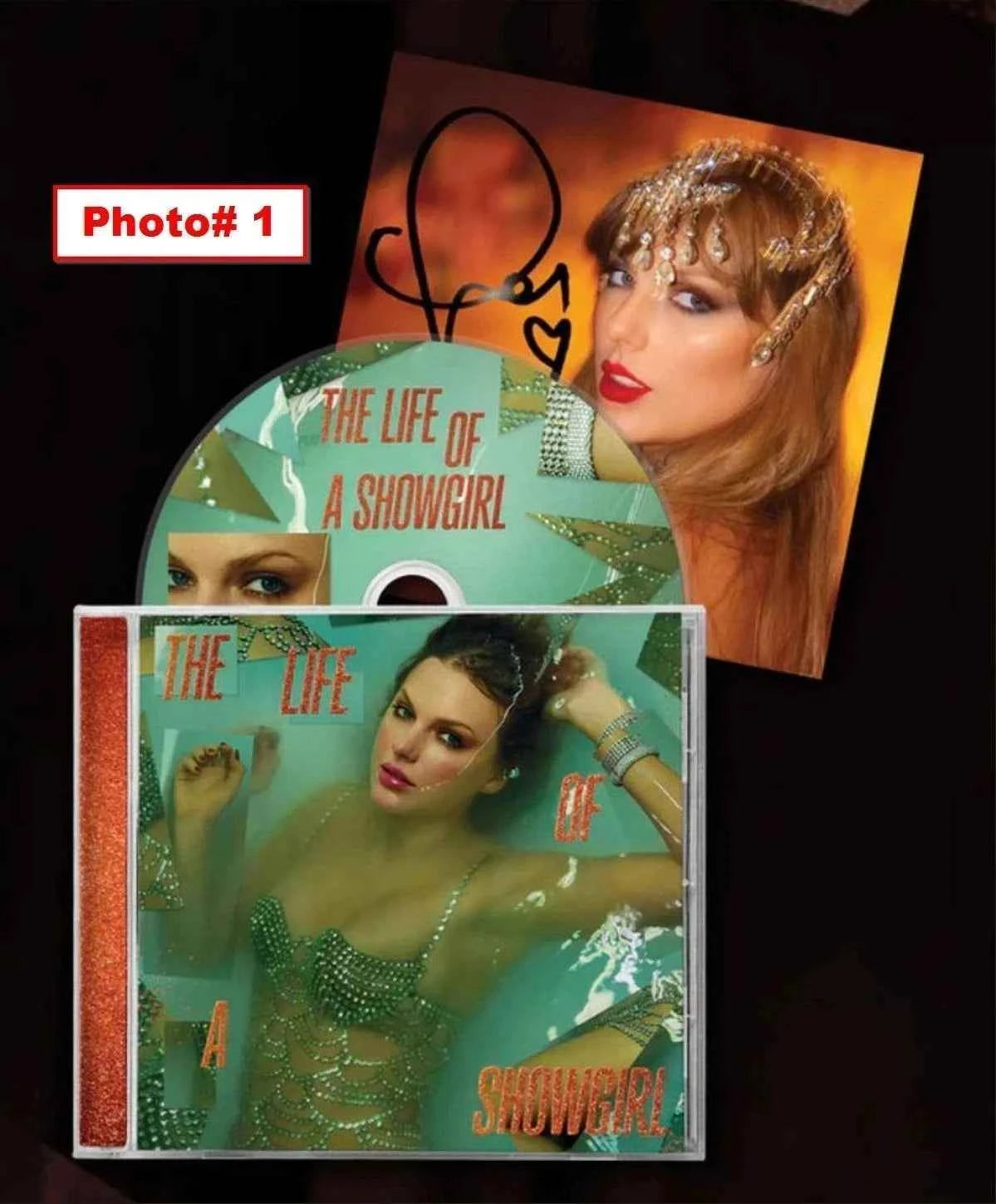 Taylor Swift - The Life of a Showgirl CD + Hand Signed Photo #1